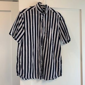 White and blue striped short sleeve